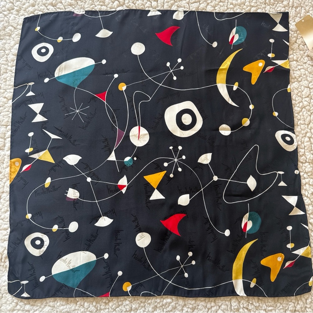Nicole Miller Multicolor Abstract Scarf Silk
